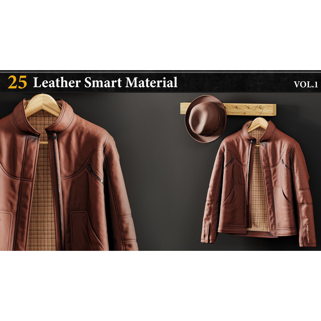 Leather Smart Material 3D Model – 25 High-Quality Textures for Substance Painter - View 3