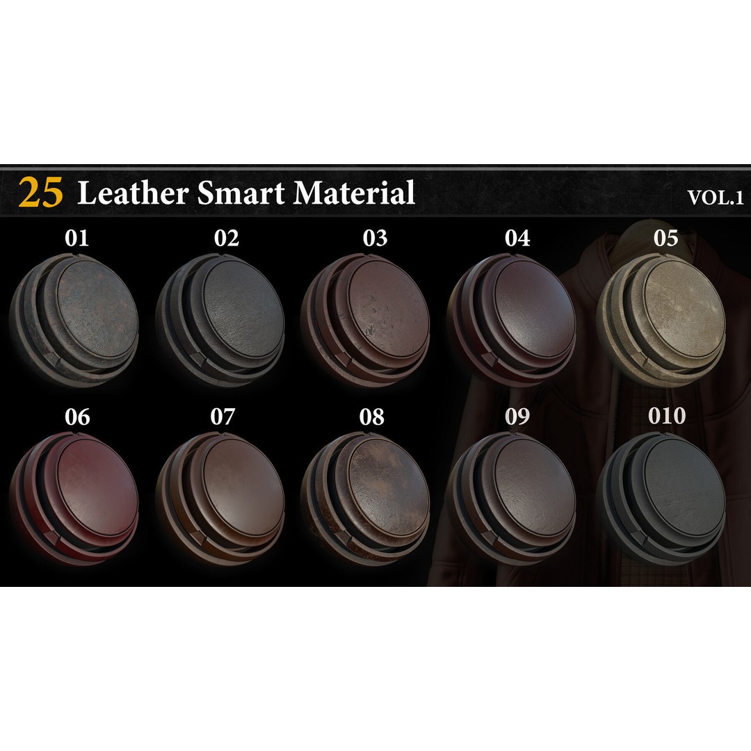 Leather Smart Material 3D Model – 25 High-Quality Textures for Substance Painter - View 4