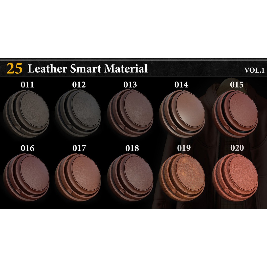 Leather Smart Material 3D Model – 25 High-Quality Textures for Substance Painter - View 5