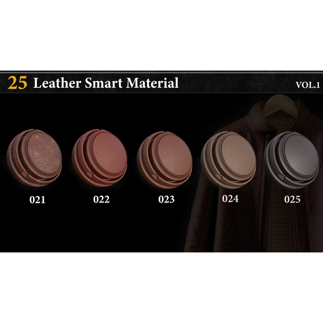 Leather Smart Material 3D Model – 25 High-Quality Textures for Substance Painter - View 6