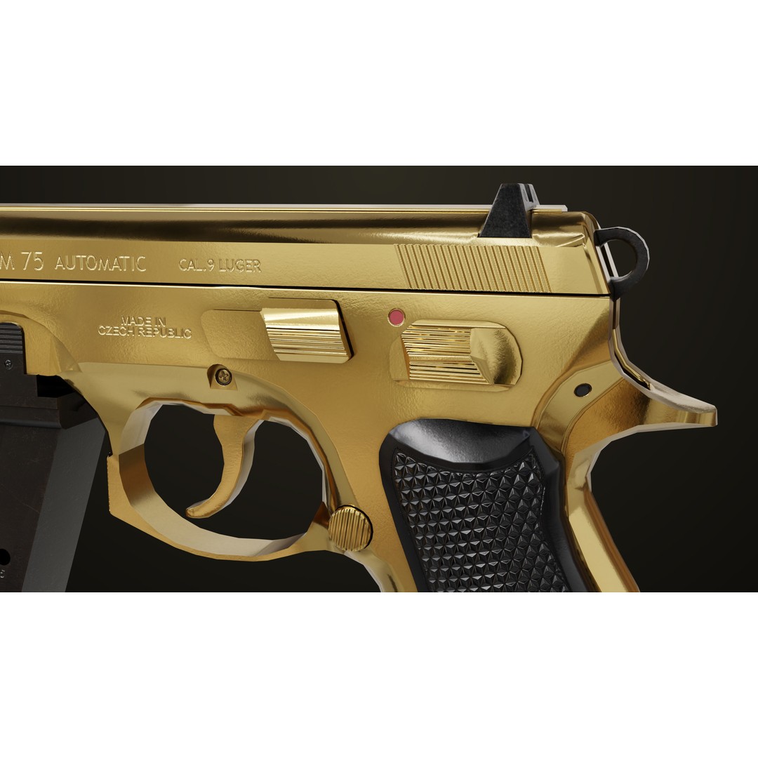 Pistol 09 Gold 3D Model – Low Poly Game Ready Gun with PBR Textures - View 21