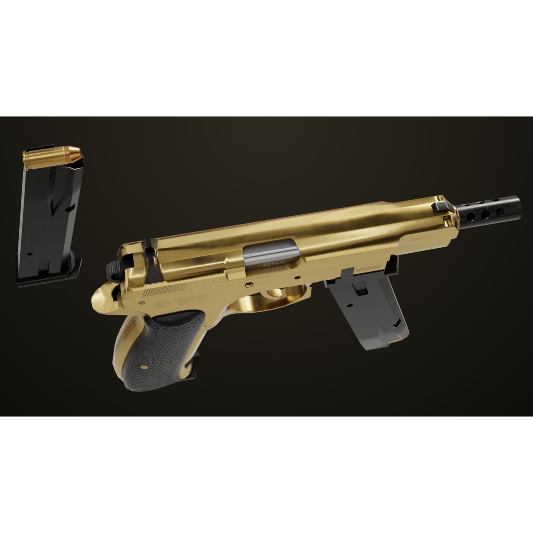 Pistol 09 Gold 3D Model – Low Poly Game Ready Gun with PBR Textures - View 25