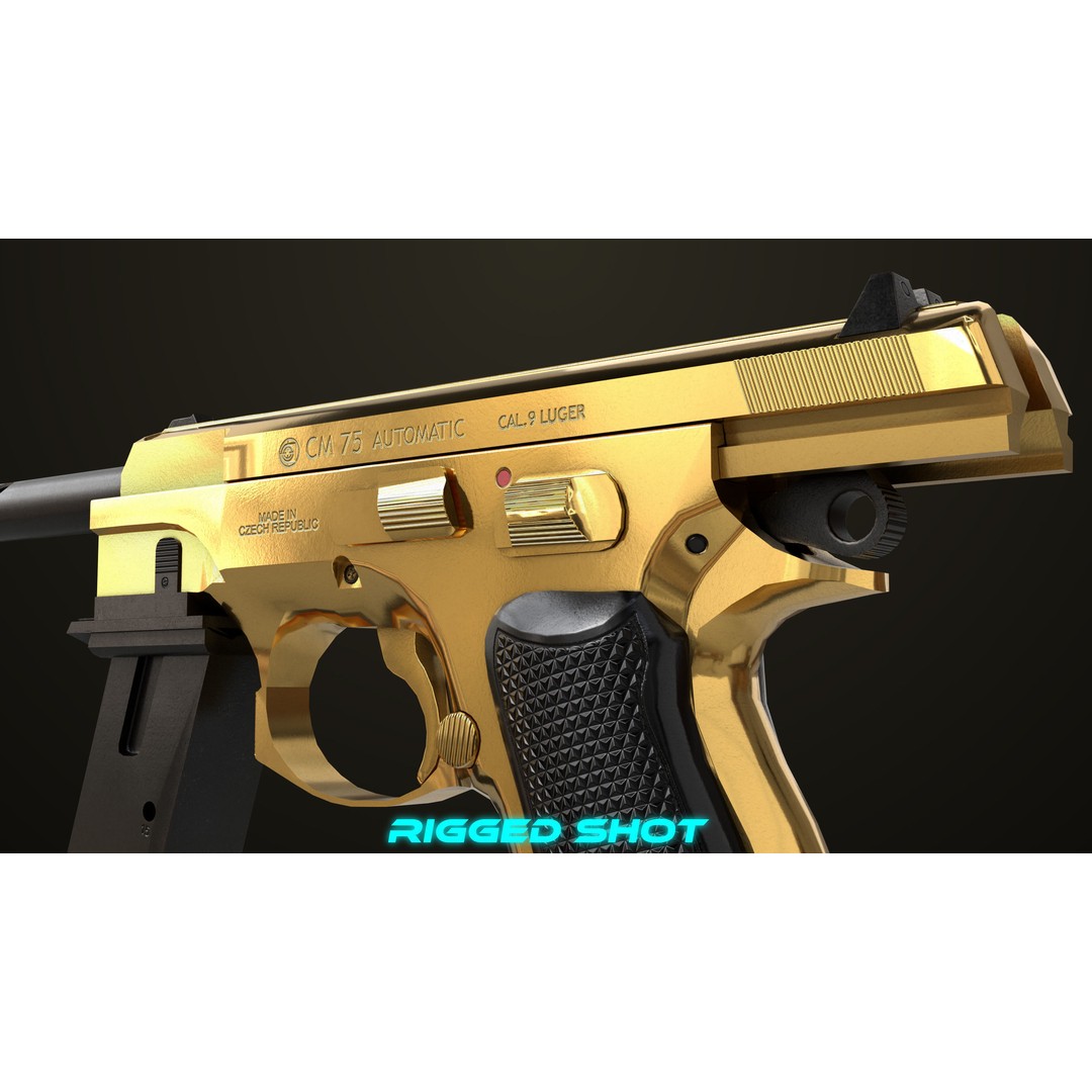 Pistol 09 Gold 3D Model – Low Poly Game Ready Gun with PBR Textures - View 30