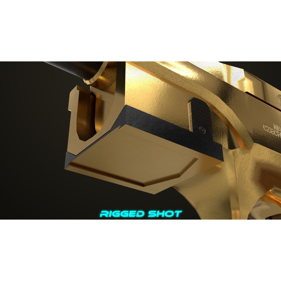 Pistol 09 Gold 3D Model – Low Poly Game Ready Gun with PBR Textures - View 41