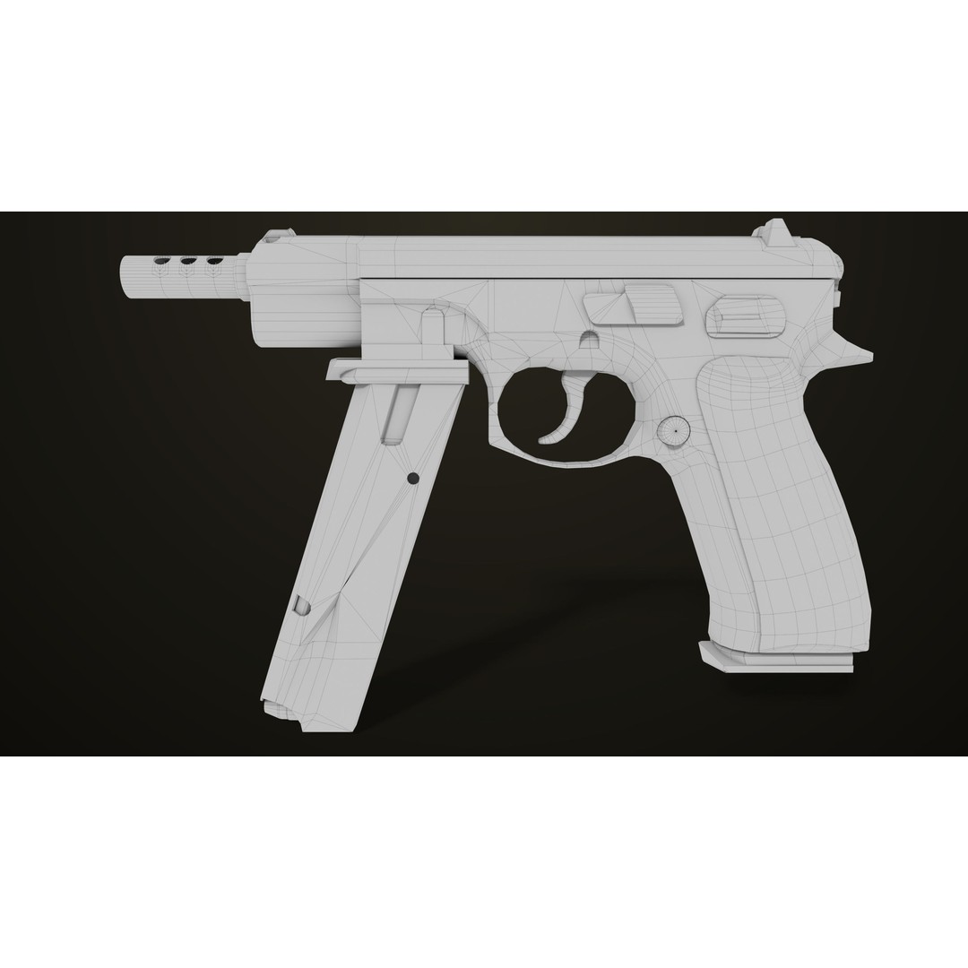 Pistol 09 Gold 3D Model – Low Poly Game Ready Gun with PBR Textures - View 43