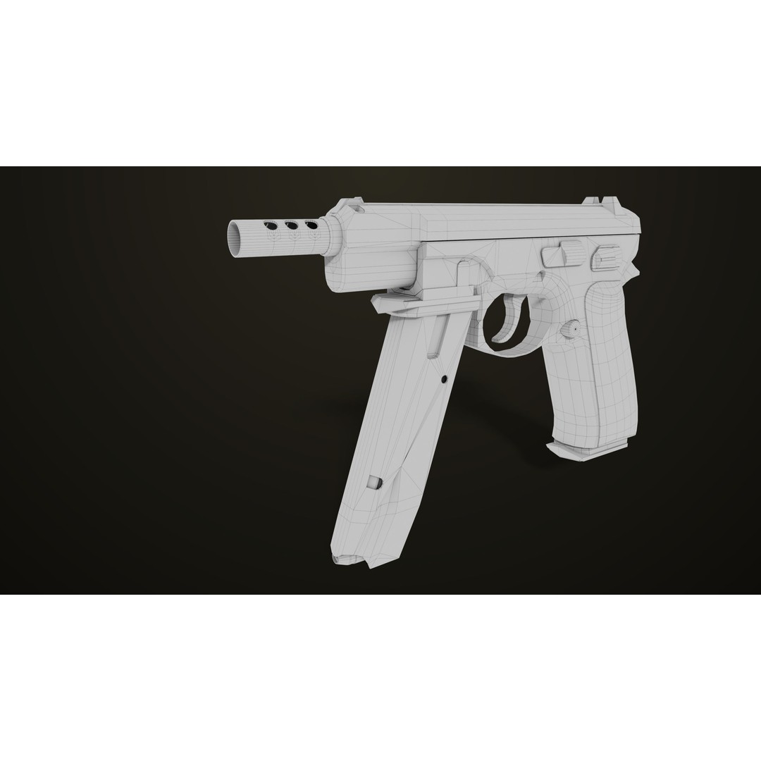 Pistol 09 Gold 3D Model – Low Poly Game Ready Gun with PBR Textures - View 44