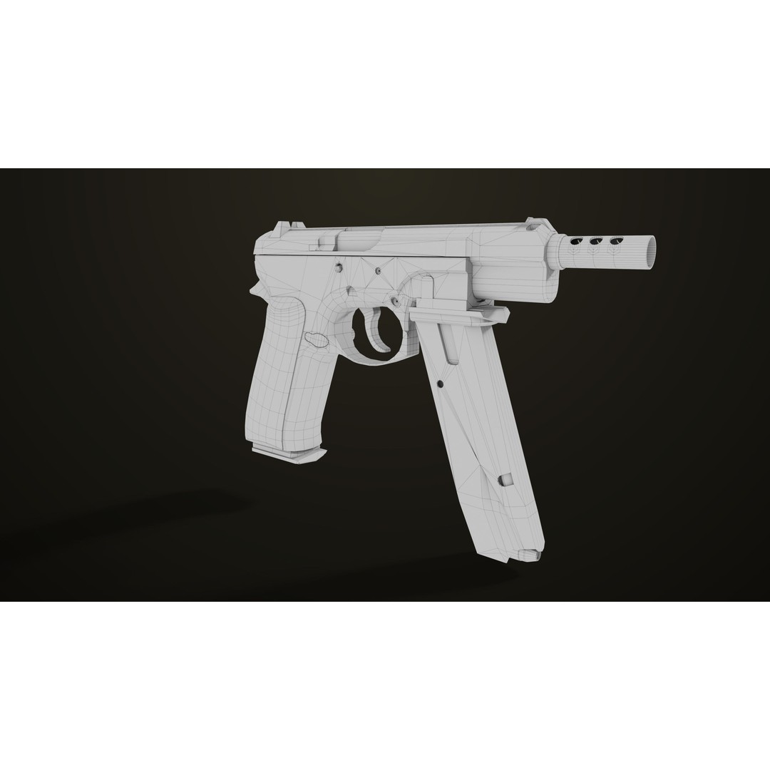 Pistol 09 Gold 3D Model – Low Poly Game Ready Gun with PBR Textures - View 46