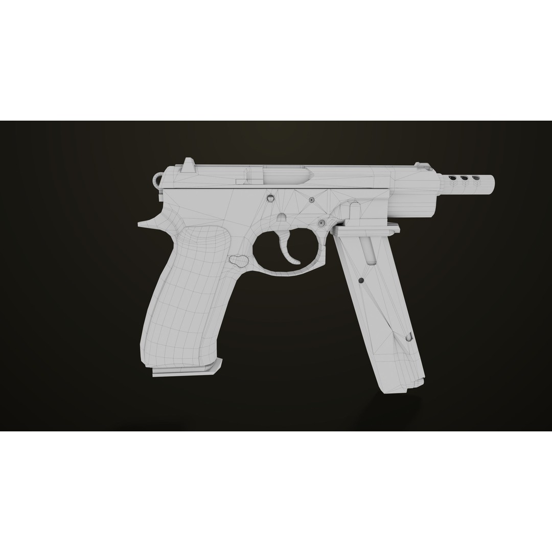 Pistol 09 Gold 3D Model – Low Poly Game Ready Gun with PBR Textures - View 47