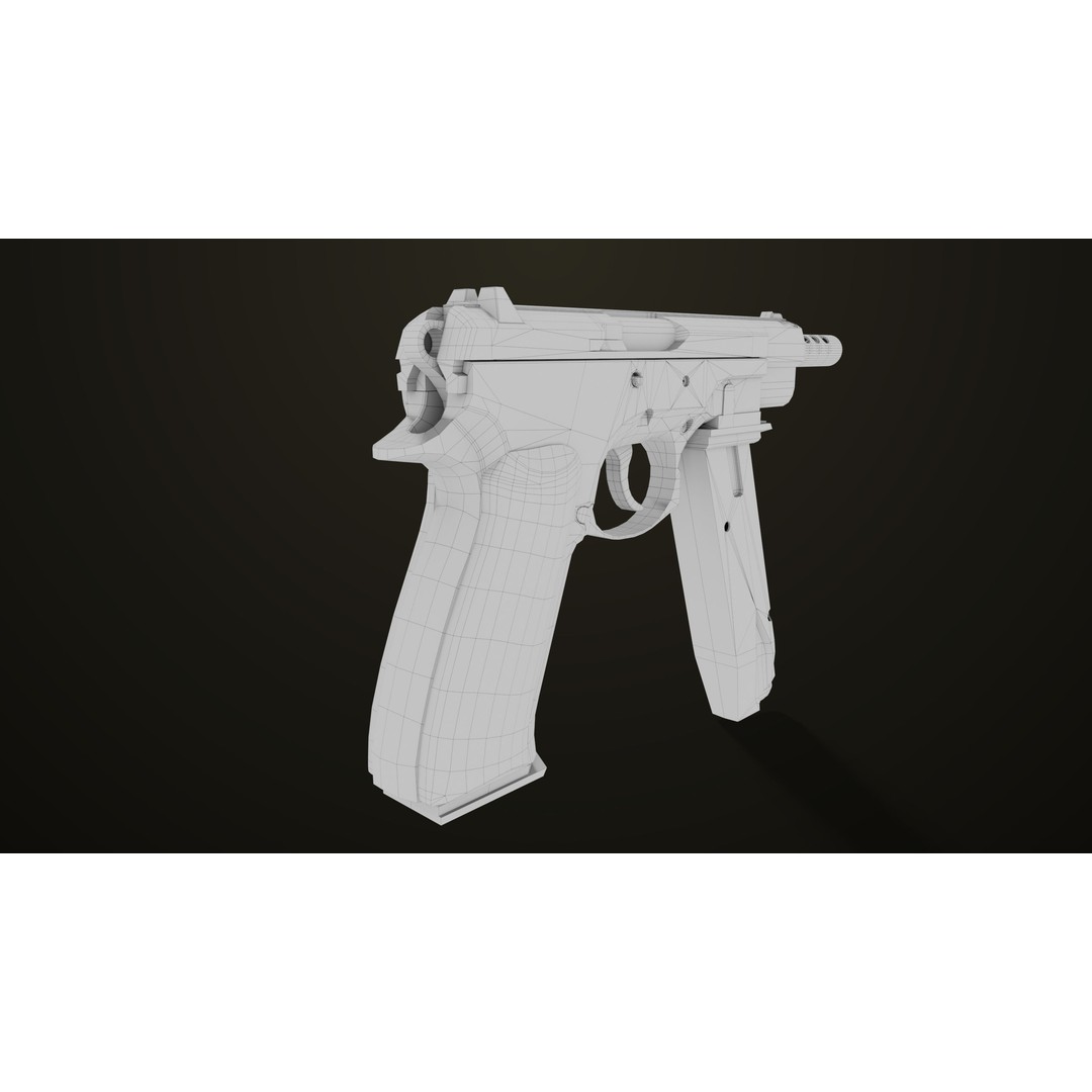 Pistol 09 Gold 3D Model – Low Poly Game Ready Gun with PBR Textures - View 48