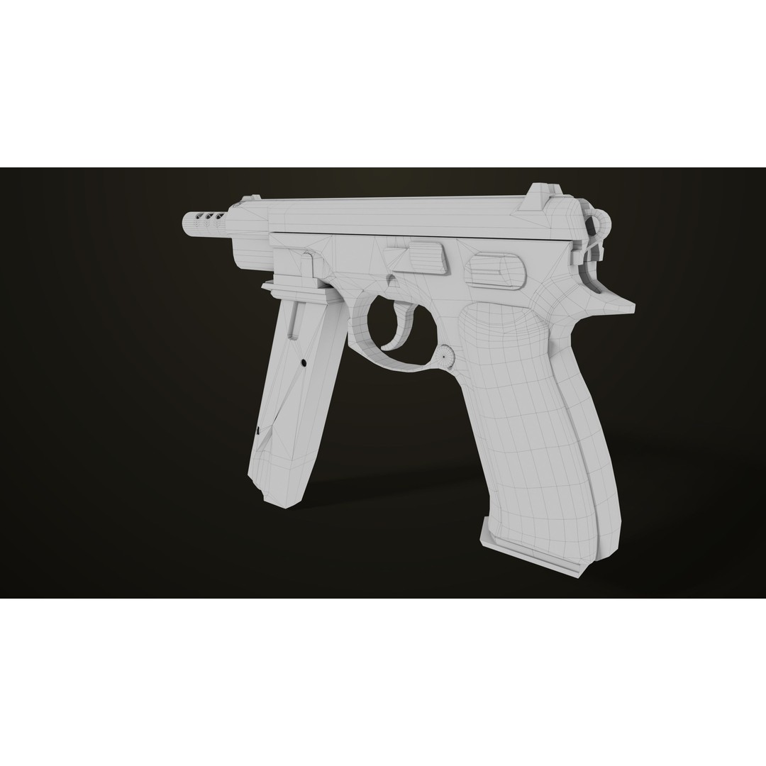 Pistol 09 Gold 3D Model – Low Poly Game Ready Gun with PBR Textures - View 50