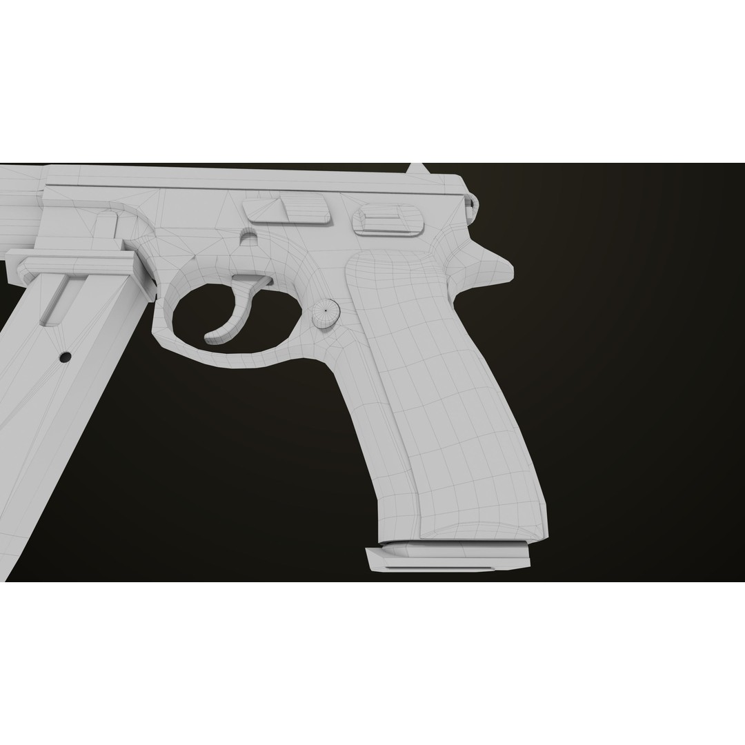 Pistol 09 Gold 3D Model – Low Poly Game Ready Gun with PBR Textures - View 52