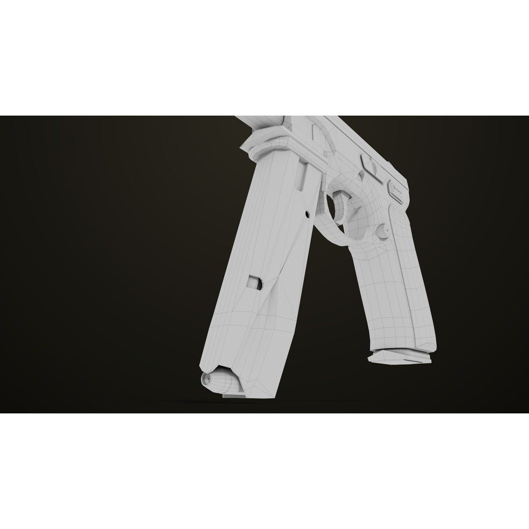 Pistol 09 Gold 3D Model – Low Poly Game Ready Gun with PBR Textures - View 54