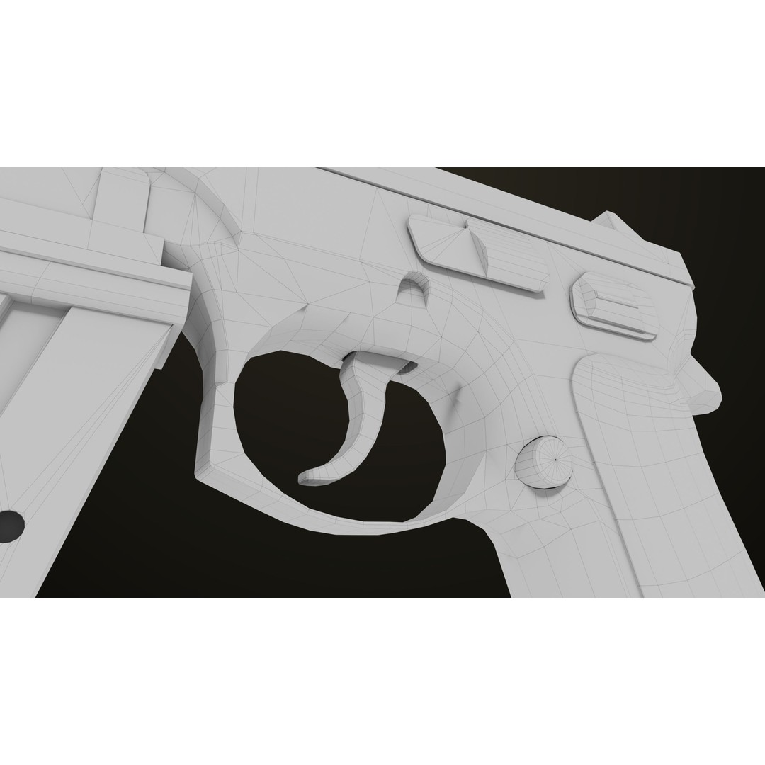 Pistol 09 Gold 3D Model – Low Poly Game Ready Gun with PBR Textures - View 55