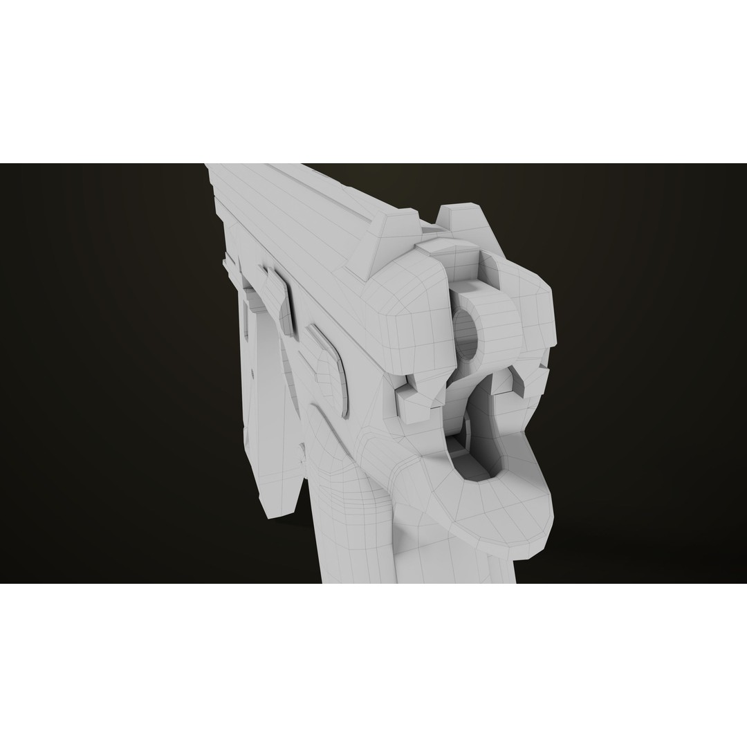 Pistol 09 Gold 3D Model – Low Poly Game Ready Gun with PBR Textures - View 56
