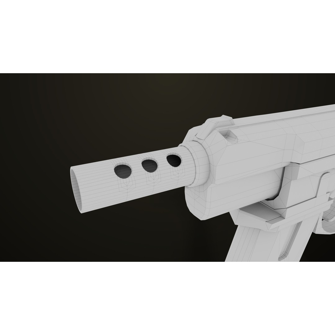 Pistol 09 Gold 3D Model – Low Poly Game Ready Gun with PBR Textures - View 57