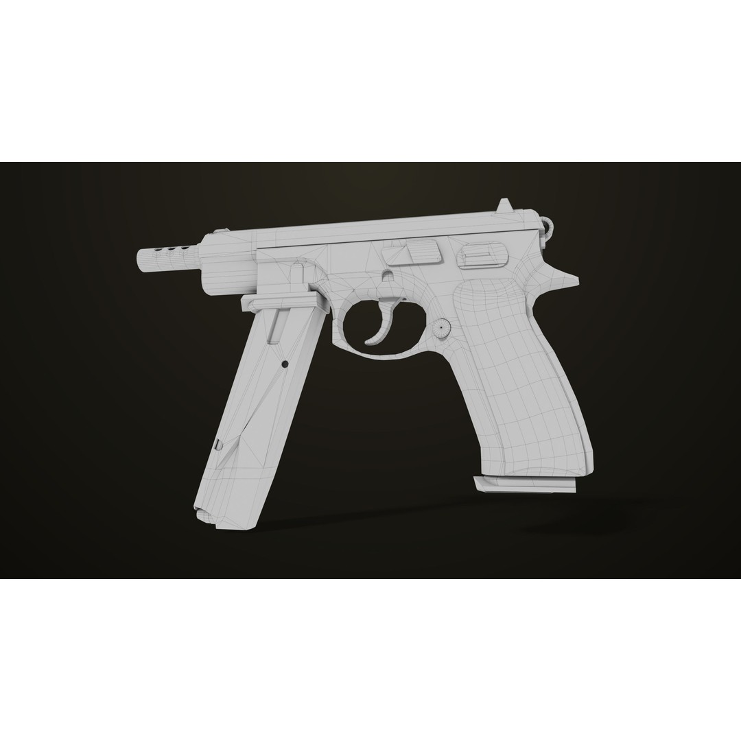 Pistol 09 Gold 3D Model – Low Poly Game Ready Gun with PBR Textures - View 59