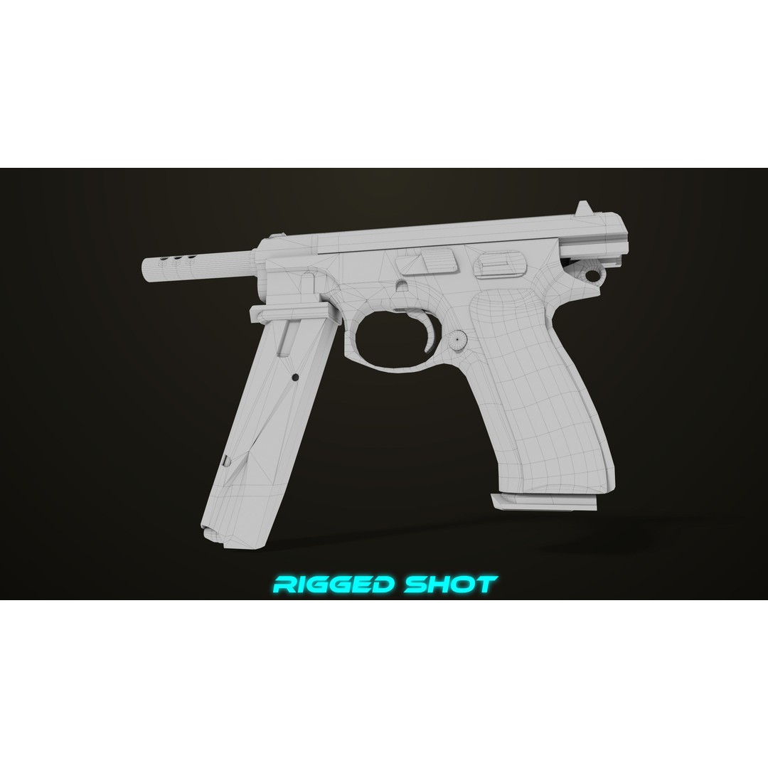 Pistol 09 Gold 3D Model – Low Poly Game Ready Gun with PBR Textures - View 60