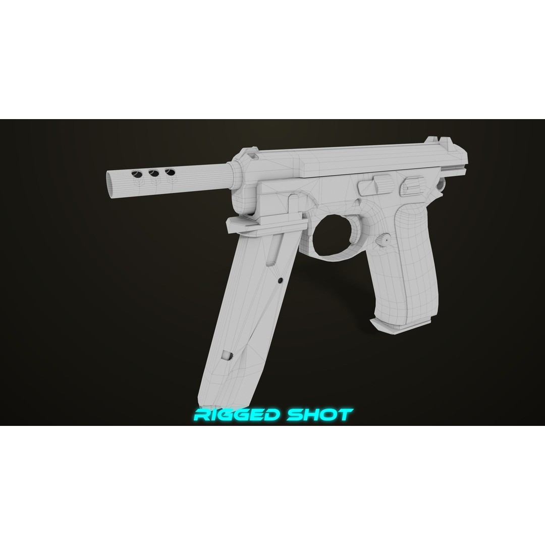 Pistol 09 Gold 3D Model – Low Poly Game Ready Gun with PBR Textures - View 61