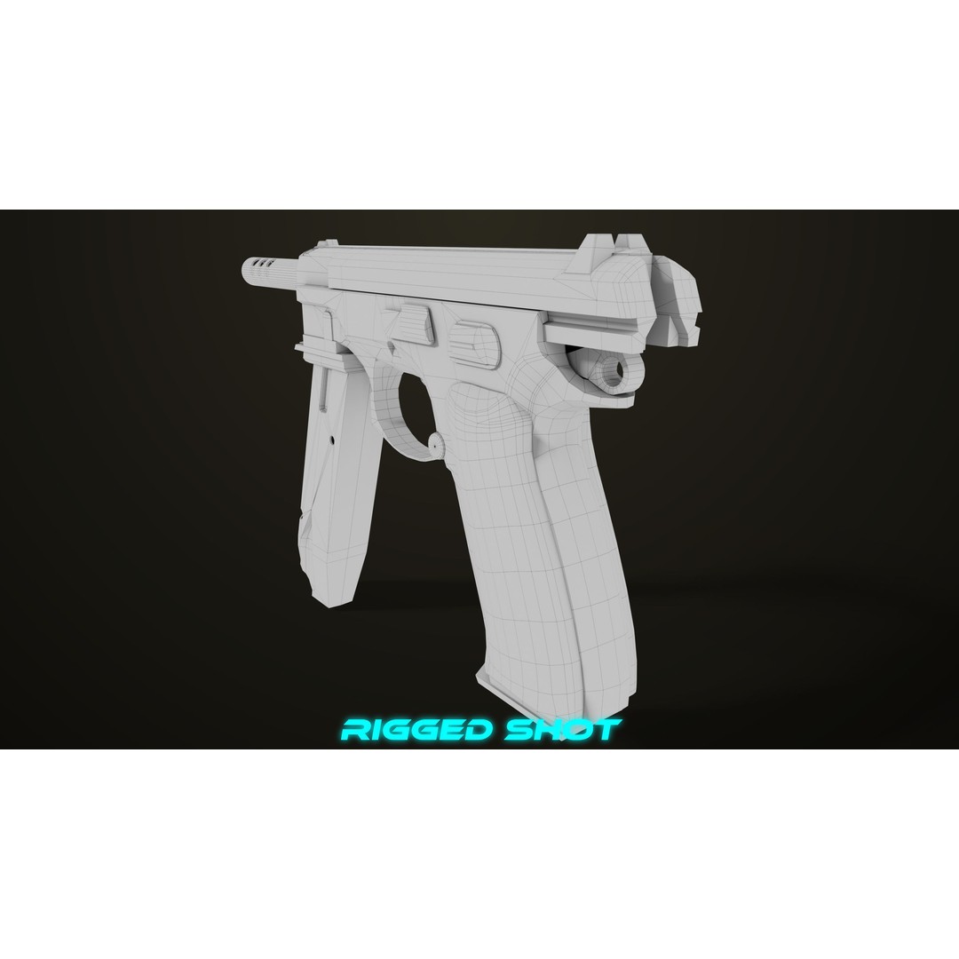 Pistol 09 Gold 3D Model – Low Poly Game Ready Gun with PBR Textures - View 62