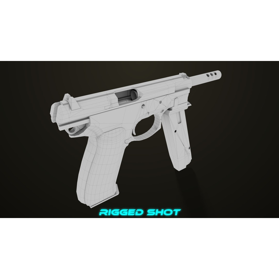 Pistol 09 Gold 3D Model – Low Poly Game Ready Gun with PBR Textures - View 63