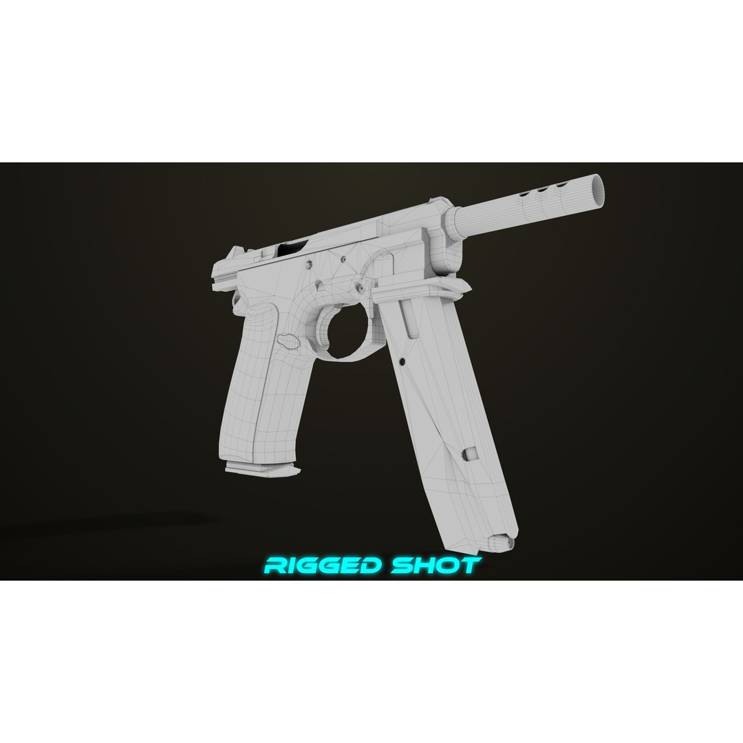 Pistol 09 Gold 3D Model – Low Poly Game Ready Gun with PBR Textures - View 64