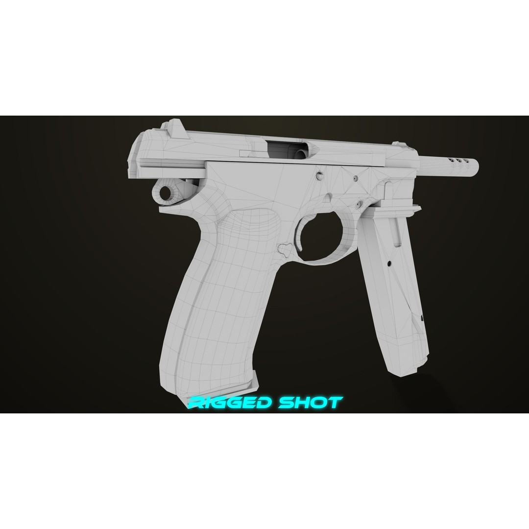 Pistol 09 Gold 3D Model – Low Poly Game Ready Gun with PBR Textures - View 65