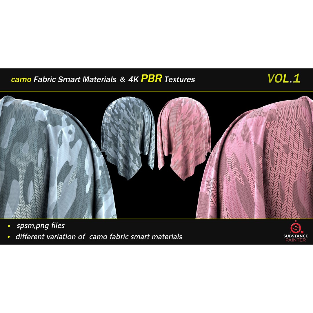 Camo Fabric Smart Material Bundle – 50 High-Quality Textures, PBR - View 10