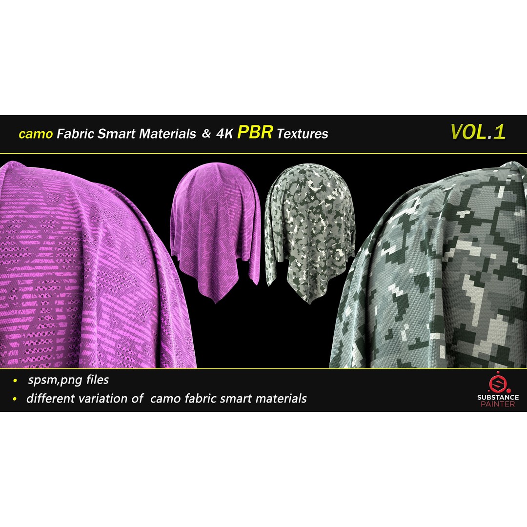 Camo Fabric Smart Material Bundle – 50 High-Quality Textures, PBR - View 11