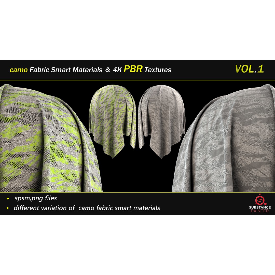 Camo Fabric Smart Material Bundle – 50 High-Quality Textures, PBR - View 12