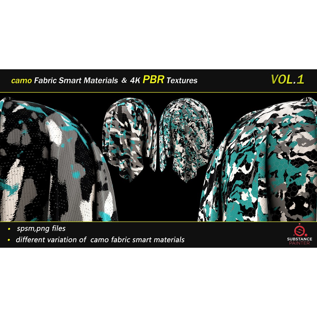 Camo Fabric Smart Material Bundle – 50 High-Quality Textures, PBR - View 13