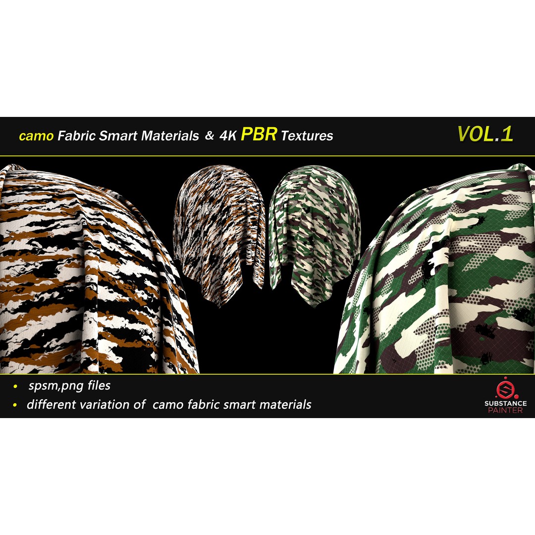 Camo Fabric Smart Material Bundle – 50 High-Quality Textures, PBR - View 14