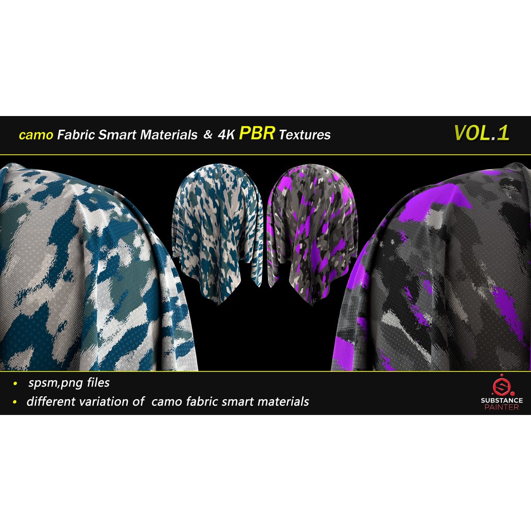 Camo Fabric Smart Material Bundle – 50 High-Quality Textures, PBR - View 15
