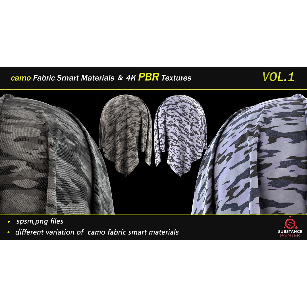 Camo Fabric Smart Material Bundle – 50 High-Quality Textures, PBR - View 16