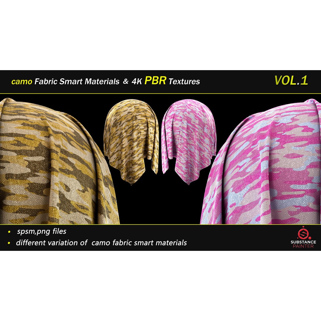 Camo Fabric Smart Material Bundle – 50 High-Quality Textures, PBR - View 21