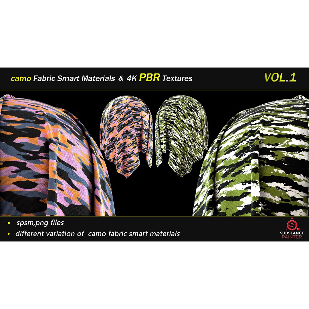Camo Fabric Smart Material Bundle – 50 High-Quality Textures, PBR - View 23