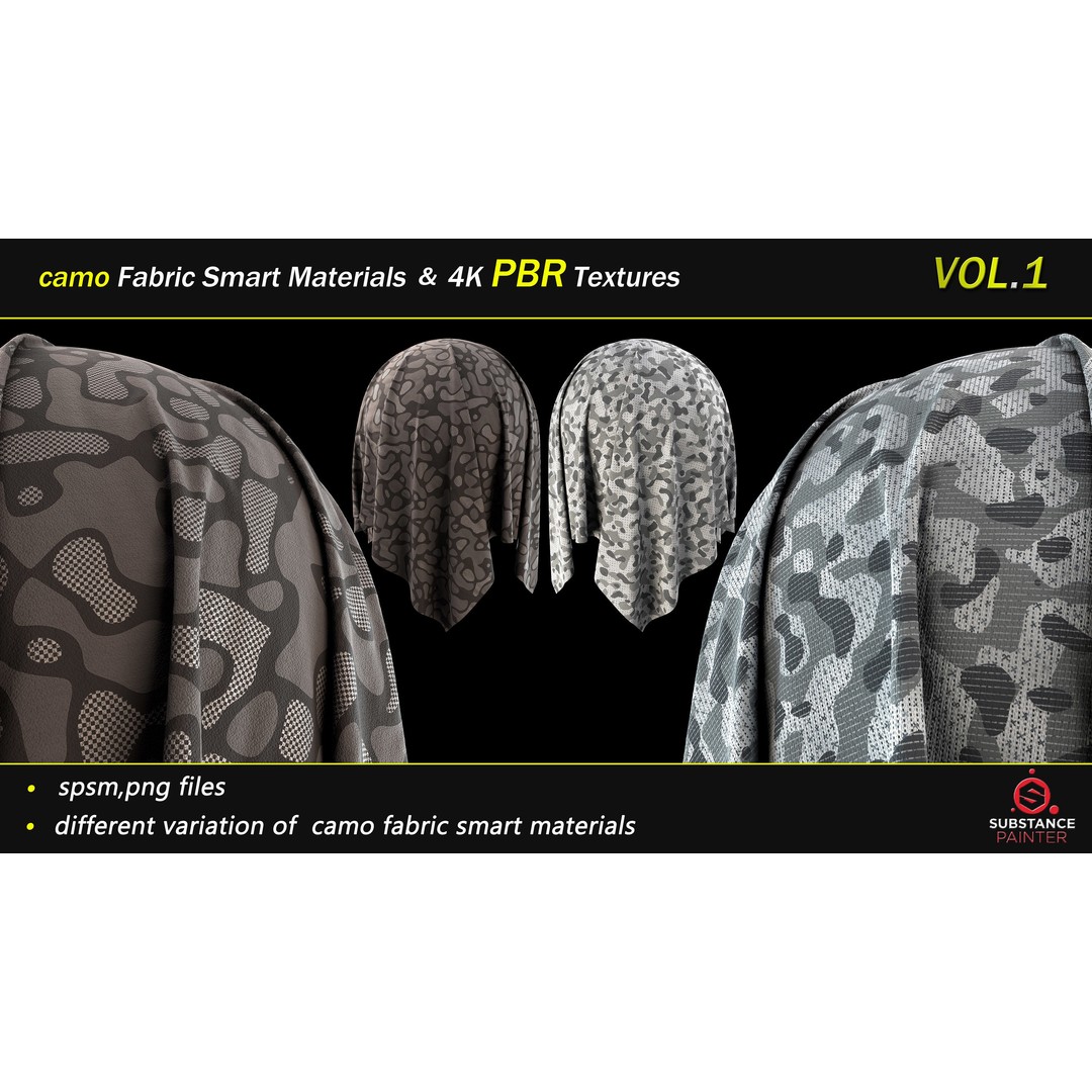 Camo Fabric Smart Material Bundle – 50 High-Quality Textures, PBR - View 24
