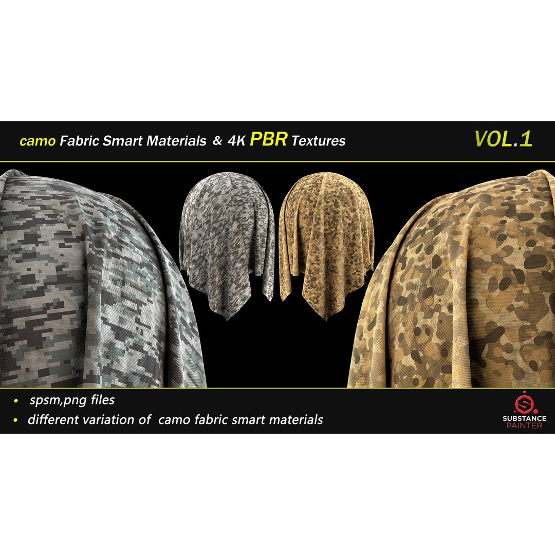 Camo Fabric Smart Material Bundle – 50 High-Quality Textures, PBR - View 25