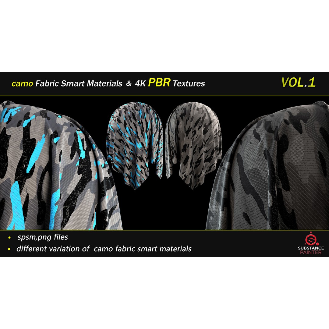 Camo Fabric Smart Material Bundle – 50 High-Quality Textures, PBR - View 27