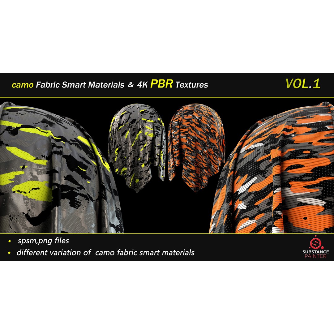 Camo Fabric Smart Material Bundle – 50 High-Quality Textures, PBR - View 3