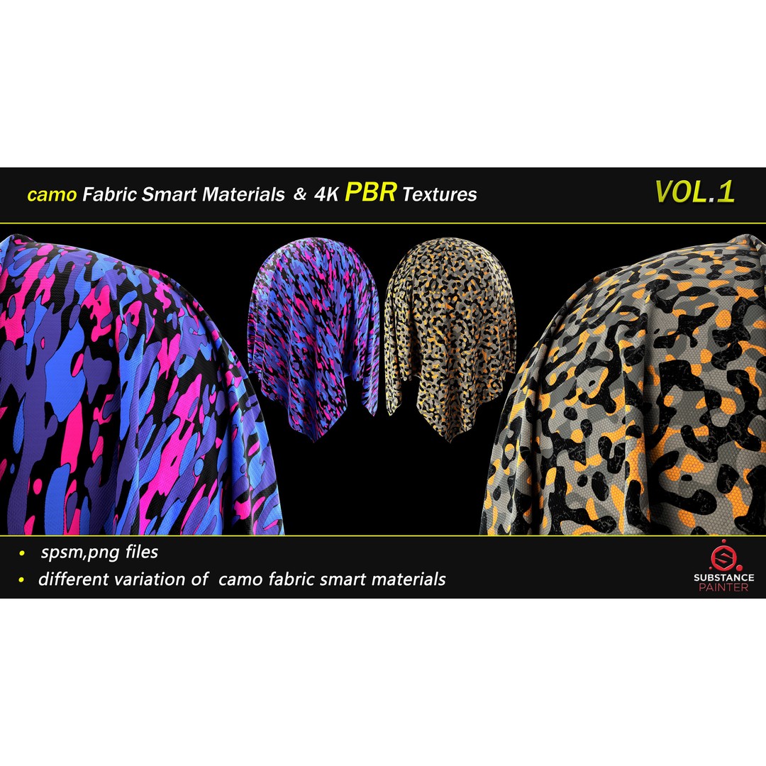 Camo Fabric Smart Material Bundle – 50 High-Quality Textures, PBR - View 4