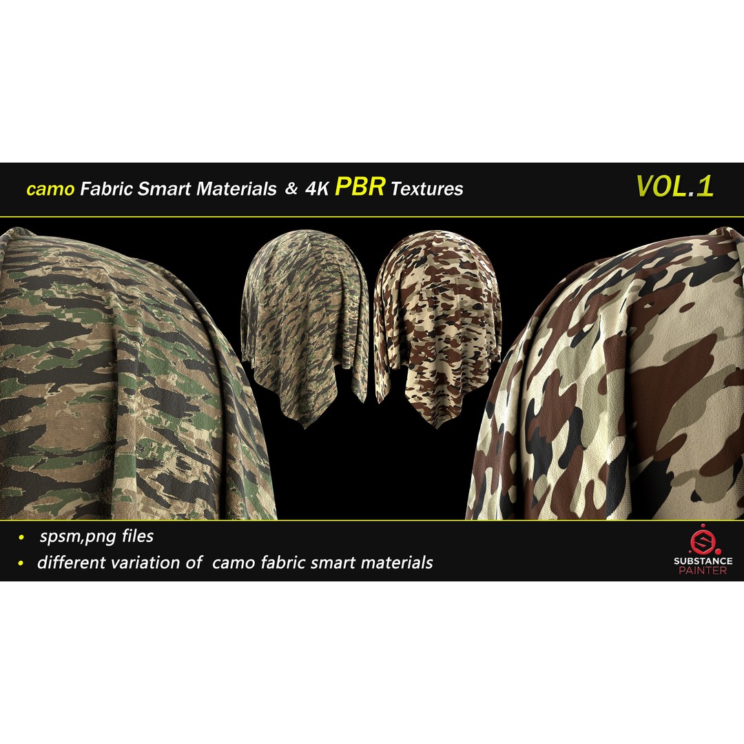 Camo Fabric Smart Material Bundle – 50 High-Quality Textures, PBR - View 5
