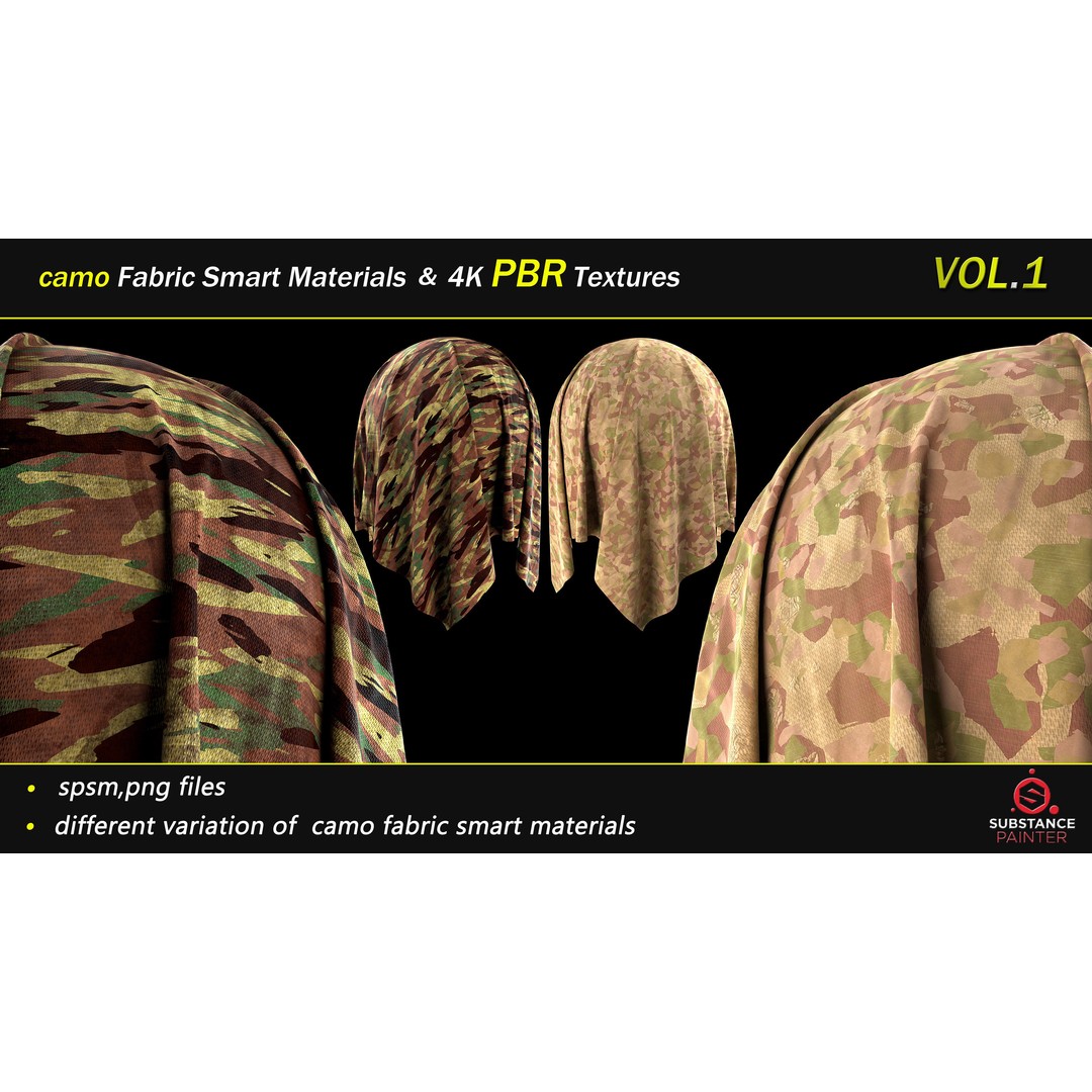 Camo Fabric Smart Material Bundle – 50 High-Quality Textures, PBR - View 6