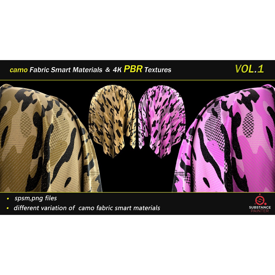 Camo Fabric Smart Material Bundle – 50 High-Quality Textures, PBR - View 8