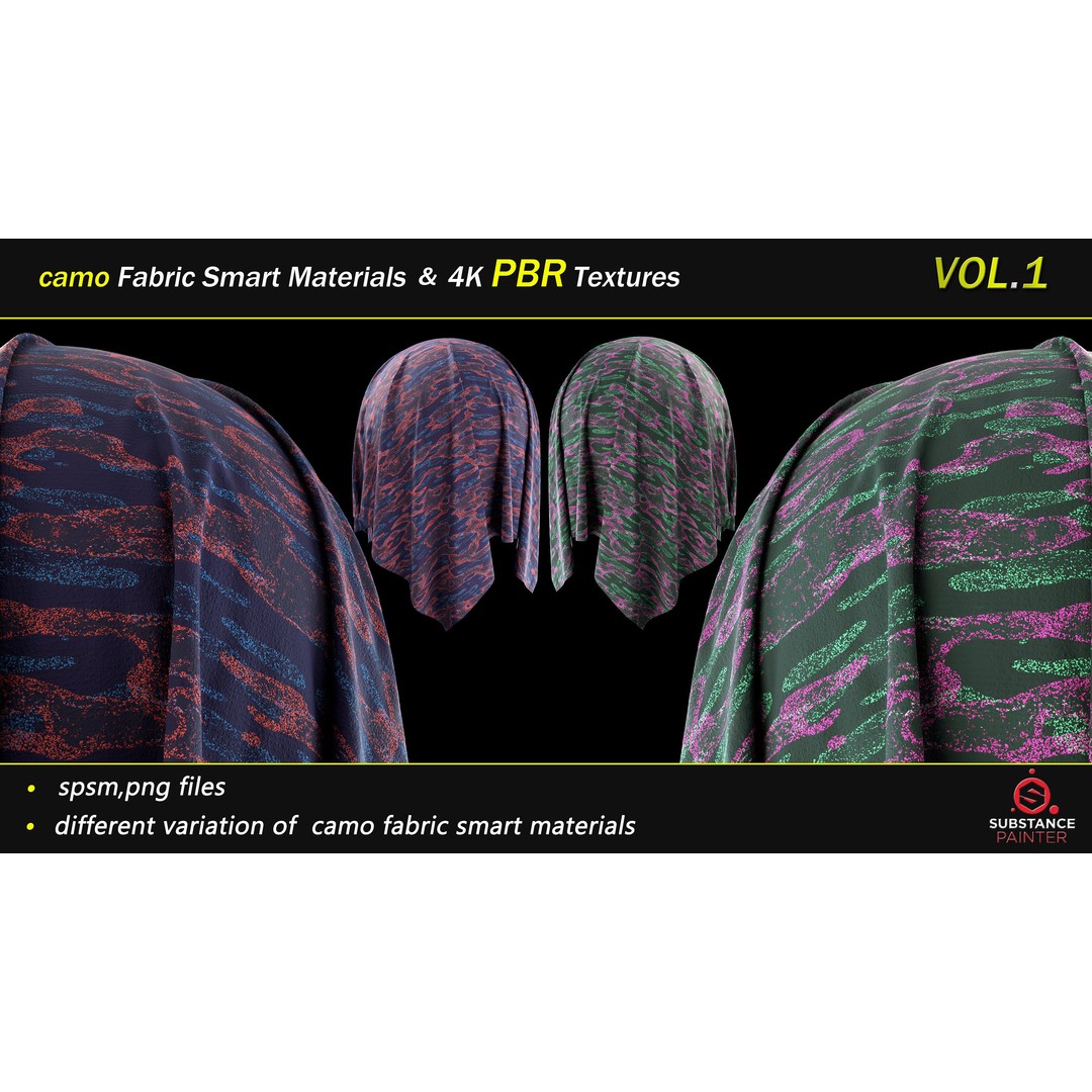 Camo Fabric Smart Material Bundle – 50 High-Quality Textures, PBR - View 9