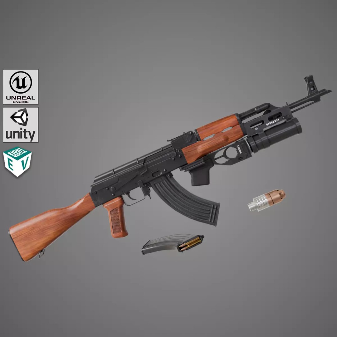 Light Machine Gun 3D Model – Low Poly PBR Game Asset, FBX/Blender - View 2