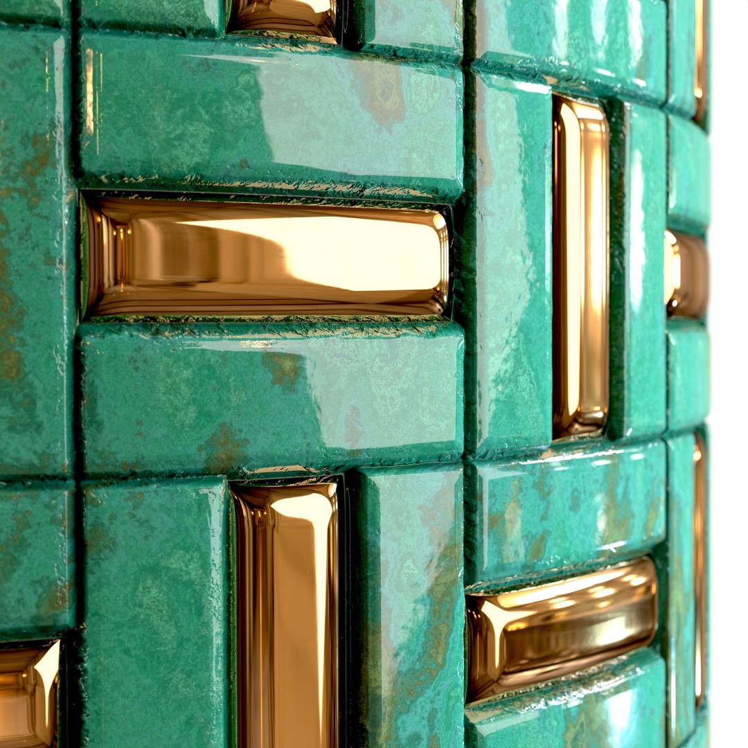 Steel and Marble Tile 3D Model – PBR Textures, 4 Colors, OBJ - View 12