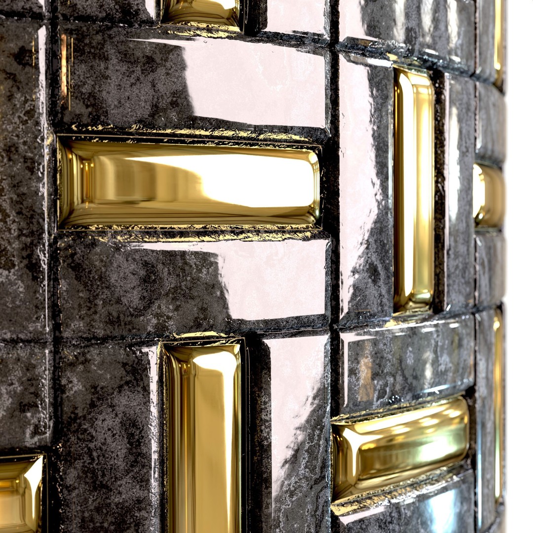 Steel and Marble Tile 3D Model – PBR Textures, 4 Colors, OBJ - View 13