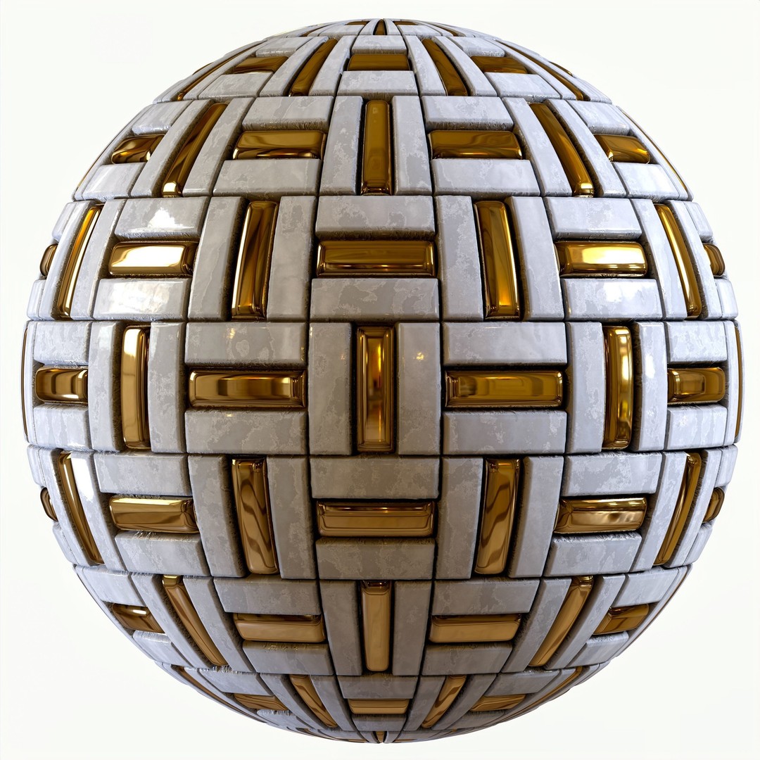 Steel and Marble Tile 3D Model – PBR Textures, 4 Colors, OBJ - View 14