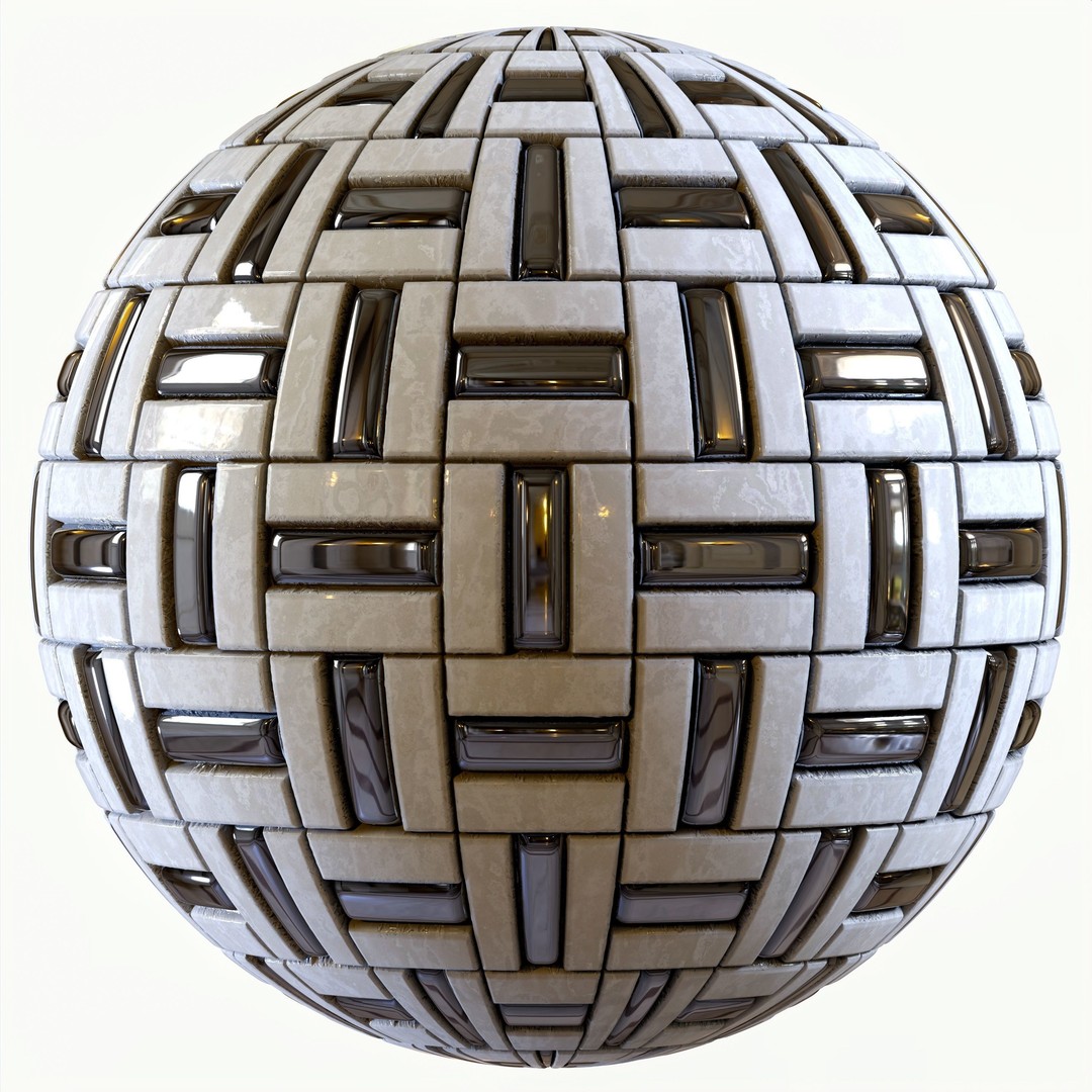 Steel and Marble Tile 3D Model – PBR Textures, 4 Colors, OBJ - View 15