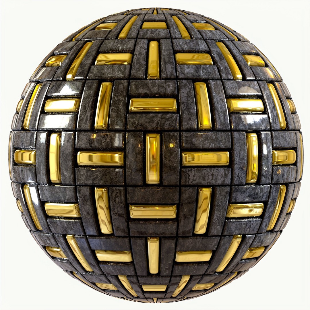Steel and Marble Tile 3D Model – PBR Textures, 4 Colors, OBJ - View 18